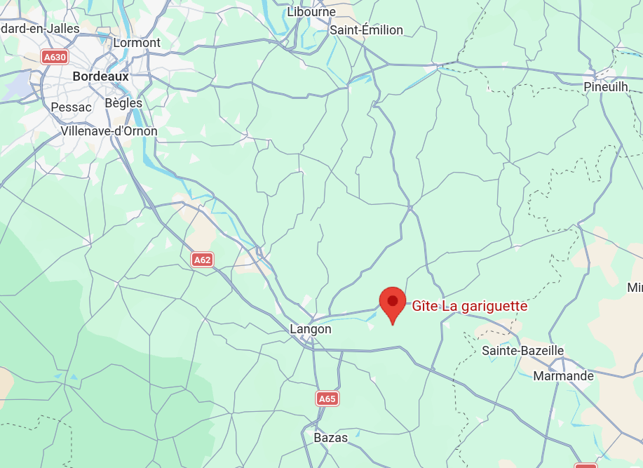 Localisation du gîte La Gariguette - Castets-et-Castillon